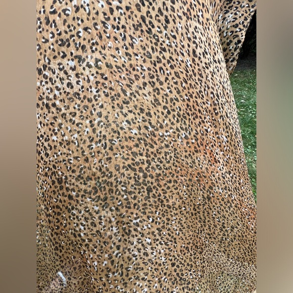 🐆⛱️👙V-Neck Sheer Maxi Leopard Print Swimsuit Cover Up / Poncho / Beach & Pool - Picture 13 of 17